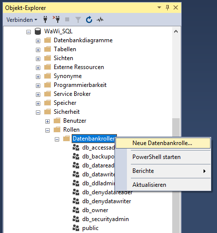 Eine eigene Datenbankrolle